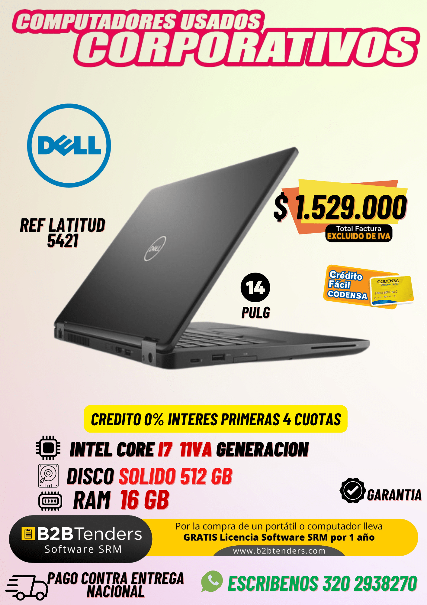Dell Latitude 5421 Usado | i7 11ª Gen, 16GB, 512GB SSD